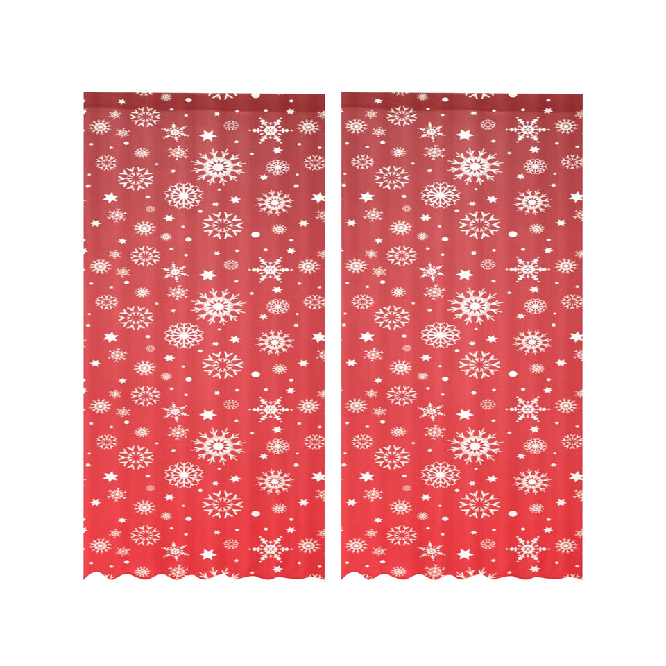 Snowflake pattern red background Gauze Curtain