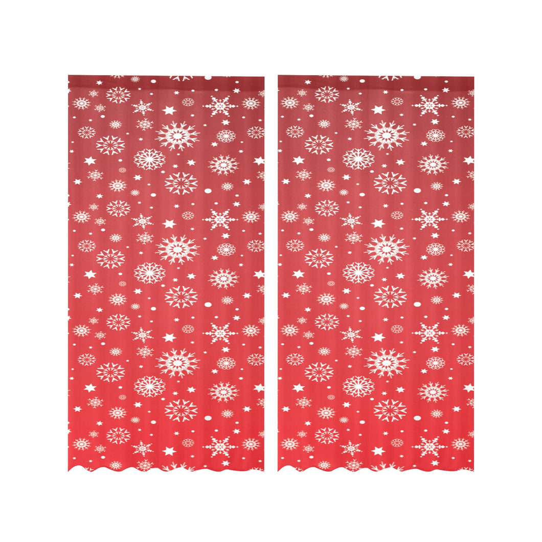 Snowflake pattern red background Gauze Curtain