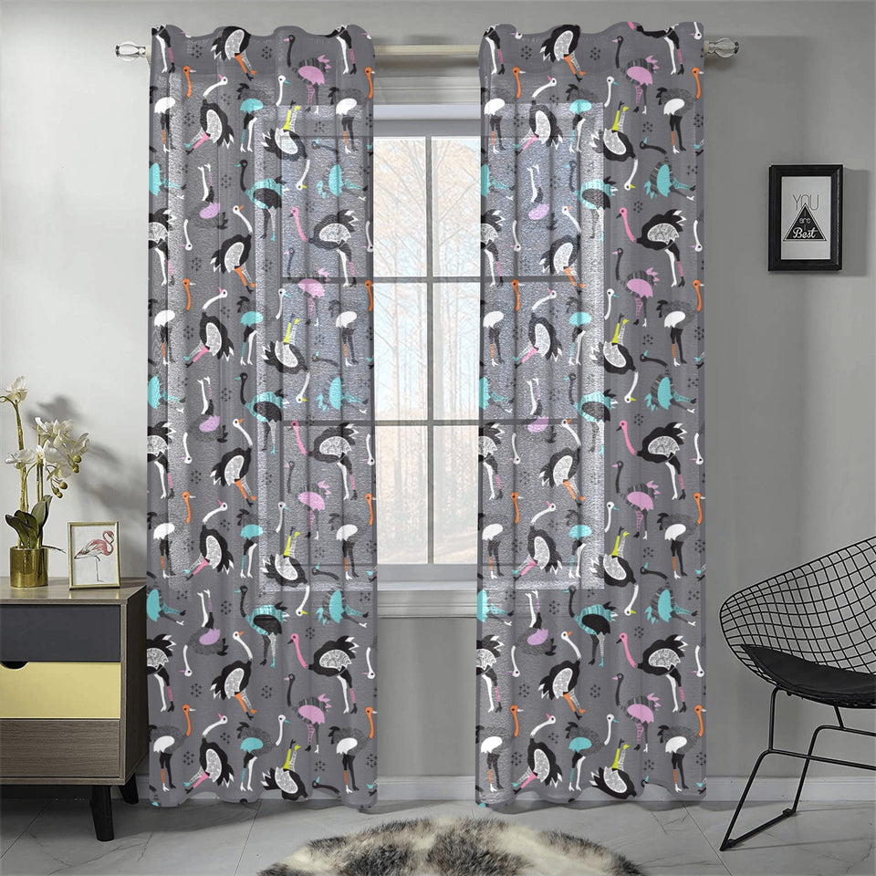 Ostrich Pattern Print Design 01 Gauze Curtain