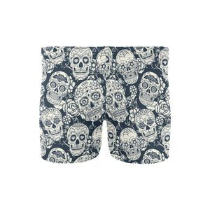 Sugar skull black white pattern Men's Swimming Trunks