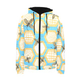 Bee honeycomb pattern Men's Padded Hooded Jacket