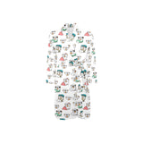 English Bulldog Pattern Print Design 03 Men's Long Sleeve Belted Night Robe