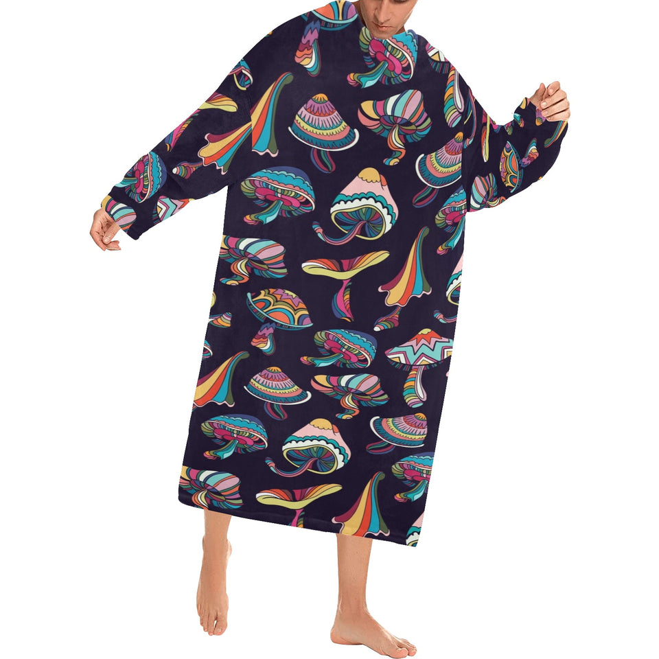 Colorful mushroom pattern Blanket Robe with Sleeves
