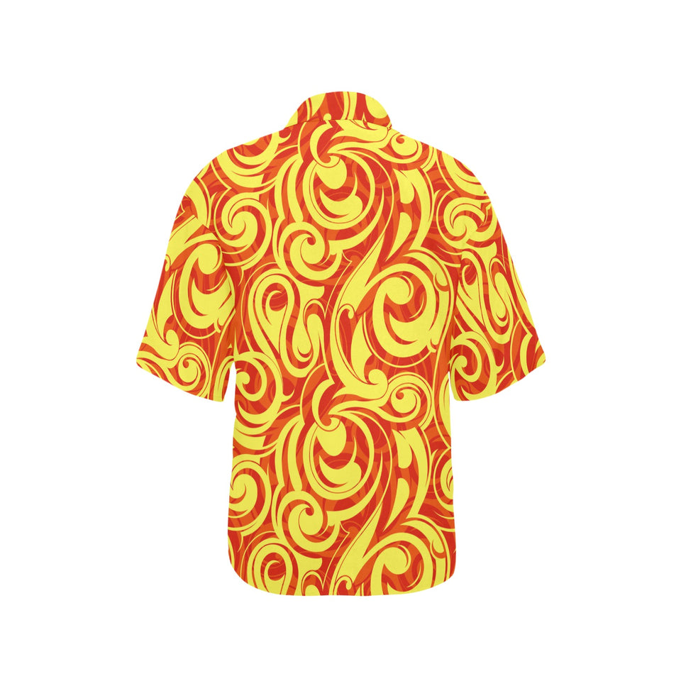 Fire flame design pattern Women's All Over Print Hawaiian Shirt