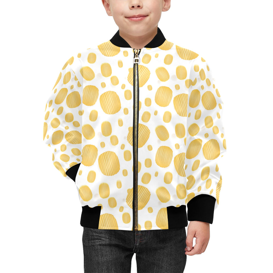 Potato Chips Pattern Print Design 03 Kids' Boys' Girls' Bomber Jacket