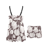 Garlic bulb dark background Chest Sexy Pleated Two Piece Swim Dress