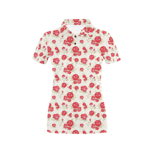Rose Pattern Print Design 01 Women's All Over Print Polo Shirt
