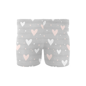Heart pattern gray background Men's Swimming Trunks