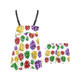Dice Pattern Print Design 03 Chest Sexy Pleated Two Piece Swim Dress
