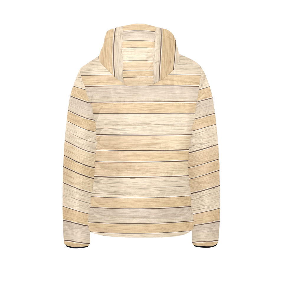 Wood Printed Pattern Print Design 01 Kids' Boys' Girls' Padded Hooded Jacket
