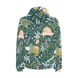 dinosaurs tropical leaves flower pattern Men's Padded Hooded Jacket