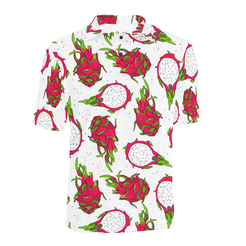 dragon fruits white background Men's All Over Print Polo Shirt