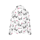 Hand Drawn faces of pandas pattern Women's Padded Hooded Jacket