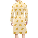 Cheese pattern Men's Long Sleeve Belted Night Robe