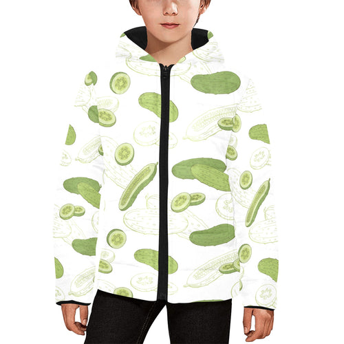 Cucumber sketch pattern Kids' Boys' Girls' Padded Hooded Jacket