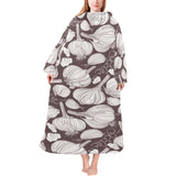 Garlic bulb dark background Blanket Robe with Sleeves