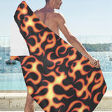 Fire flame dark pattern Beach Towel