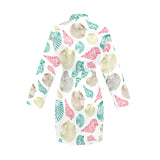 Colorful shell pattern Women's Long Sleeve Belted Night Robe