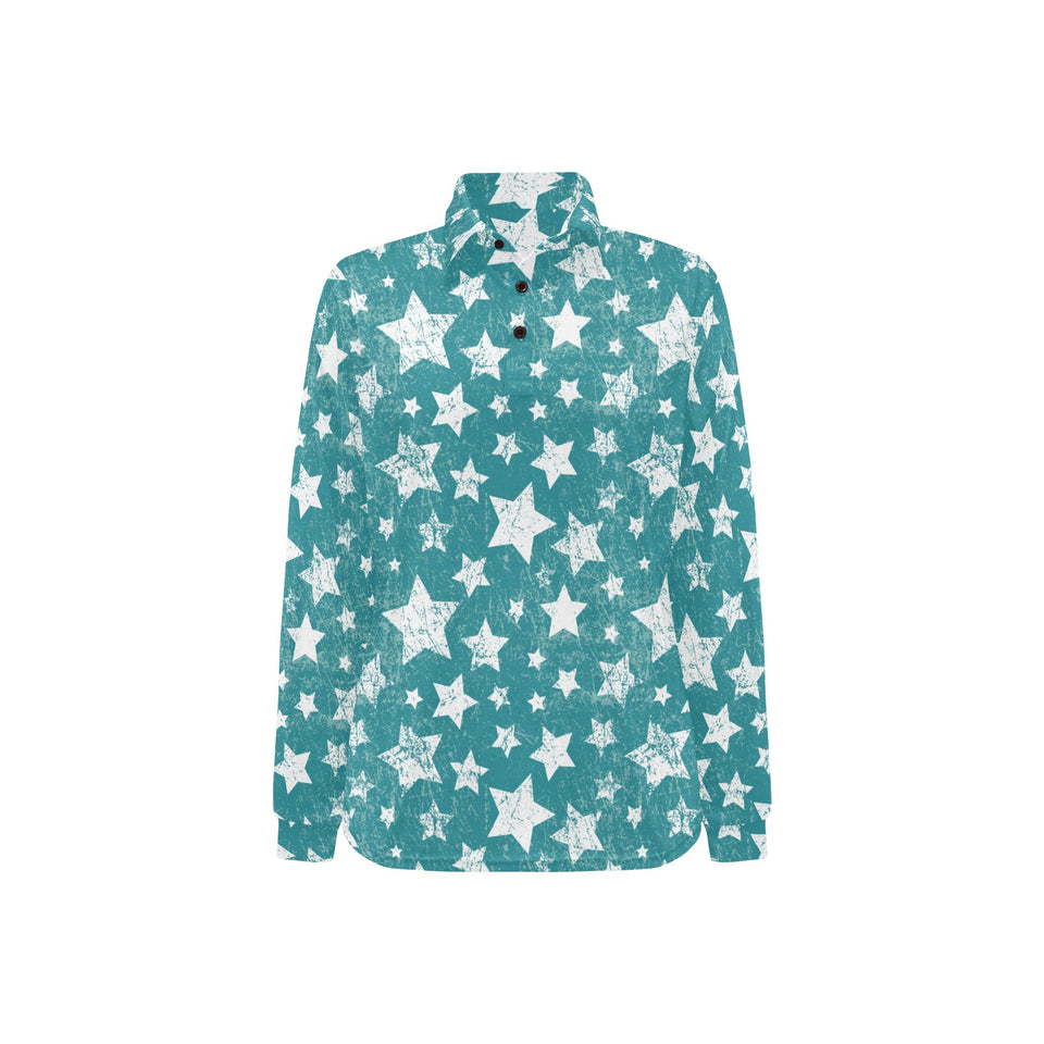Vintage star pattern Women's Long Sleeve Polo Shirt