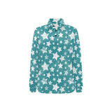 Vintage star pattern Women's Long Sleeve Polo Shirt