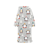 Cute Penguin christmas pattern Blanket Robe with Sleeves
