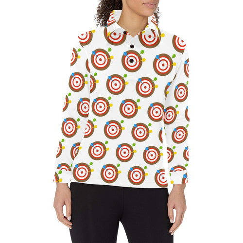 Darts Pattern Print Design 04 Women's Long Sleeve Polo Shirt