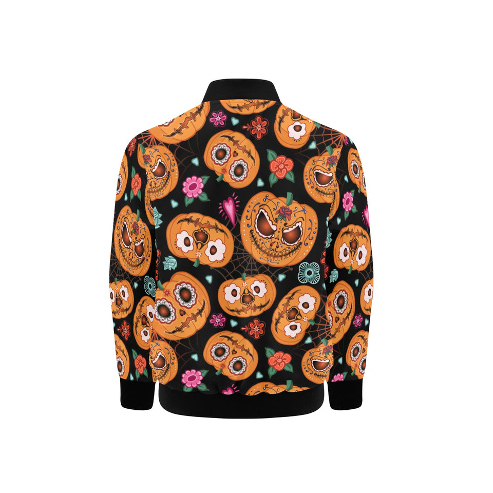 Pumpkin flowers spiderweb Halloween theme Kids' Boys' Girls' Bomber Jacket