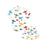 Airplane star cloud colorful Kids' Boys' Girls' V-Neck Short Pajama Set