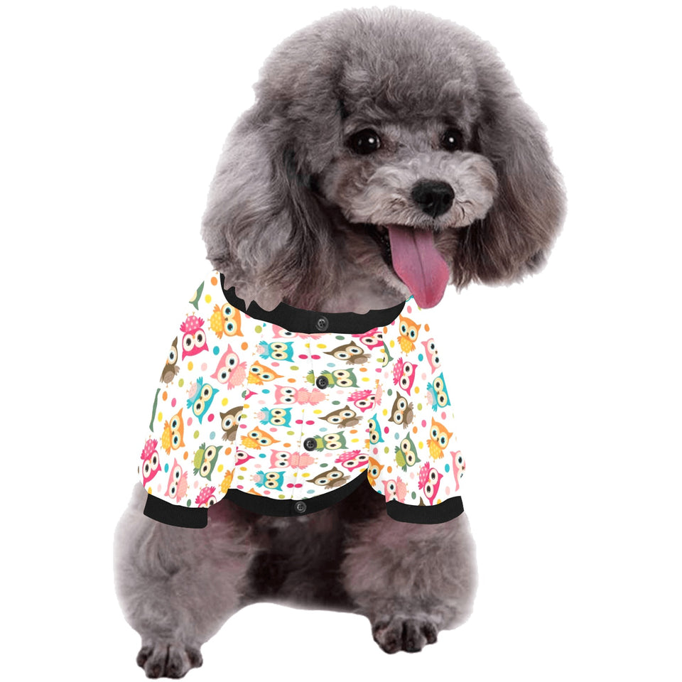 Color cute owl pattern All Over Print Pet Dog Round Neck Fuzzy Shirt