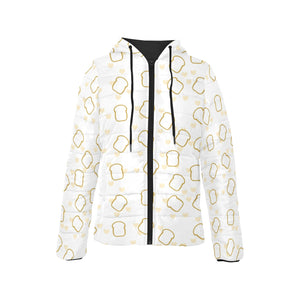 Bread Toast Pattern Print Design 01 Women's Padded Hooded Jacket