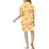 Grapefruit yellow background Kids' Boys' Girls' V-Neck Short Pajama Set