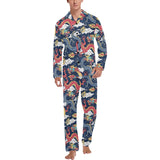 Blue red dragon cloud pattern Men's Long Pajama Set
