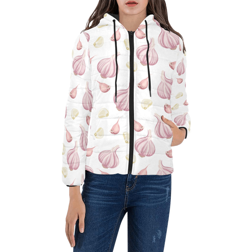 Garlic pattern Women's Padded Hooded Jacket