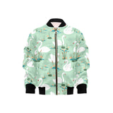 White swan lake pattern Kids' Boys' Girls' Bomber Jacket