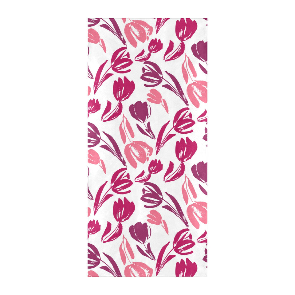 pink sketch tulip pattern Beach Towel