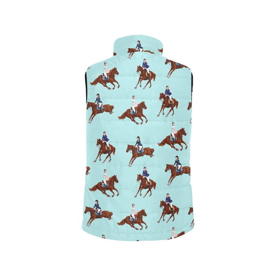 Horses running horses rider pattern Women's Padded Vest