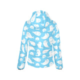 Cute white sea lion seals pattern Women's Padded Hooded Jacket