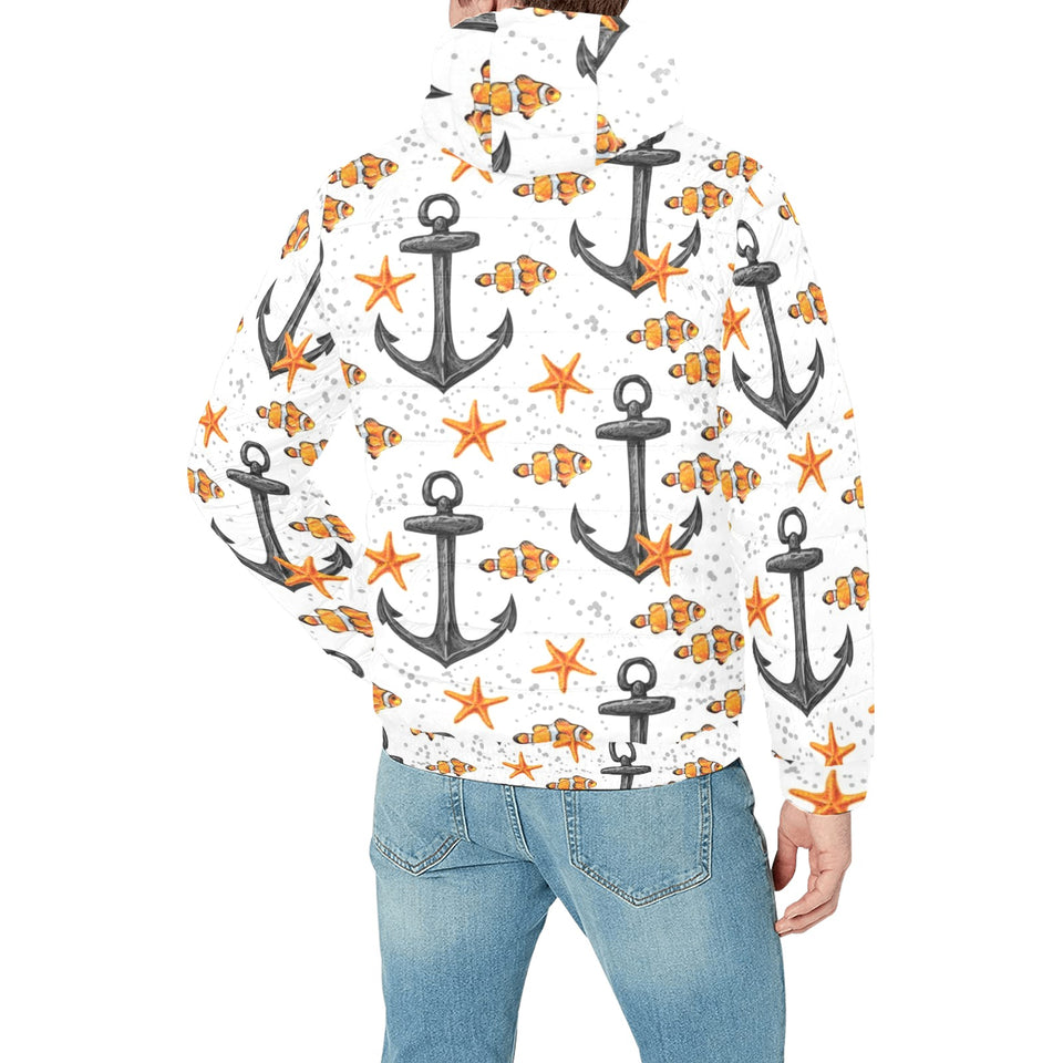 Clown Fish Pattern Print Design 02 Men's Padded Hooded Jacket
