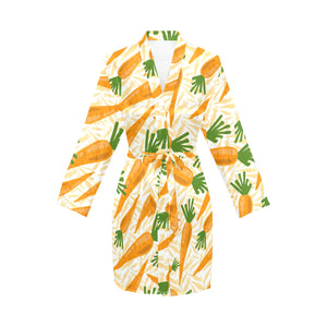 Carrot Pattern Print Design 01 Women's Long Sleeve Belted Night Robe