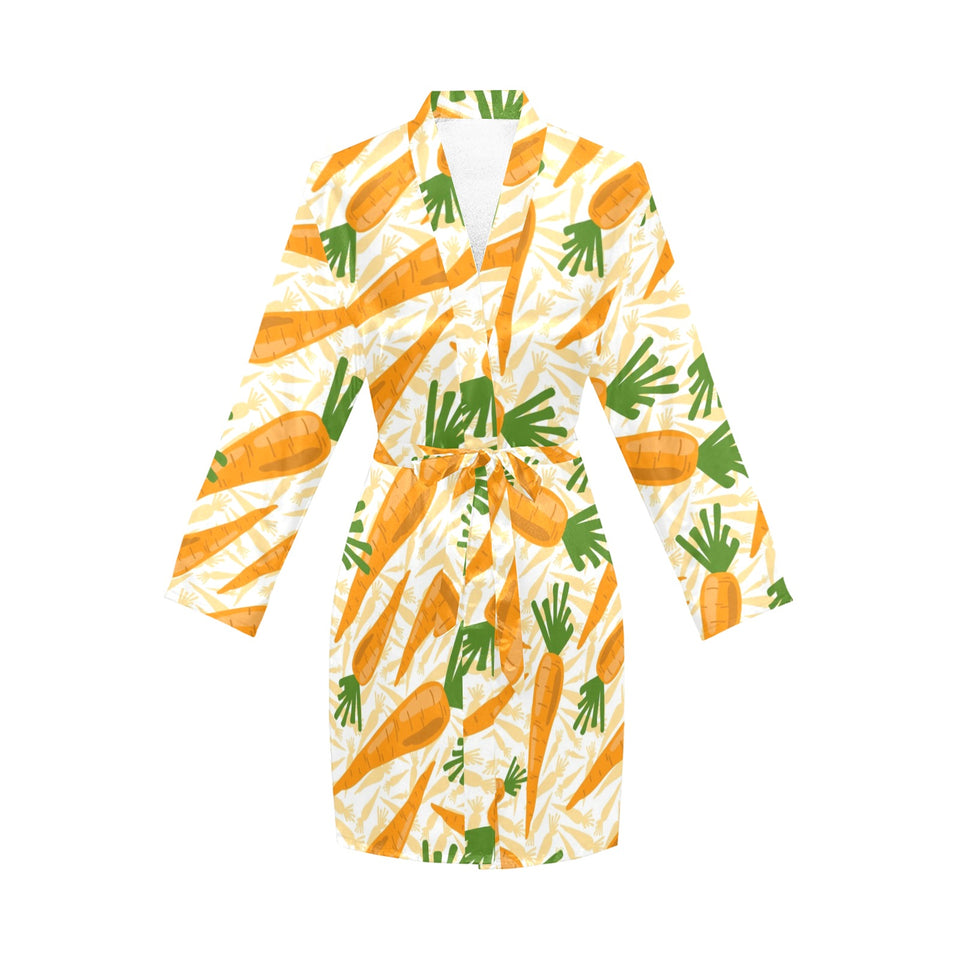 Carrot Pattern Print Design 01 Women's Long Sleeve Belted Night Robe