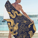 Gold dragon pattern Beach Towel
