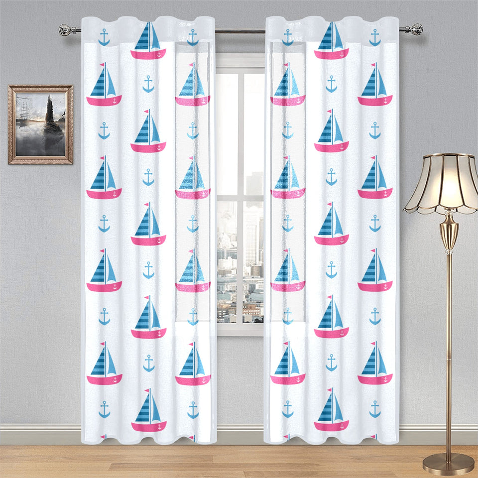 Sailboat anchor pattern Gauze Curtain