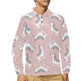 Cute zebra pattern Men's Long Sleeve Polo Shirt