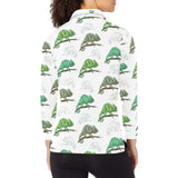 Chameleon lizard pattern Women's Long Sleeve Polo Shirt