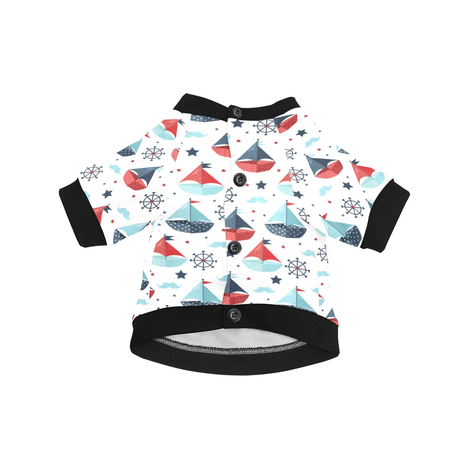 Cute color paper sailboat pattern All Over Print Pet Dog Round Neck Fuzzy Shirt