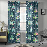 Cactus glass terrarium pattern Gauze Curtain