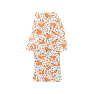 Squirrel Pattern Print Design 05 Blanket Robe with Sleeves