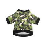 White orchid flower tropical leaves pattern blackg All Over Print Pet Dog Round Neck Fuzzy Shirt