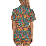 Gear Pattern Print Design 01 Women's V-Neck Short Pajama Set
