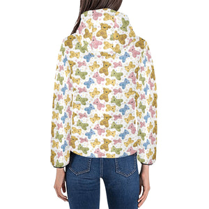 Teddy Bear Pattern Print Design 01 Women's Padded Hooded Jacket